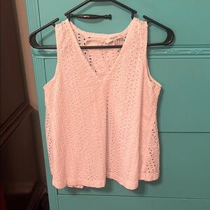 Madewell White Eyelet Sleeveless Top with asymmetrical open back - XXS